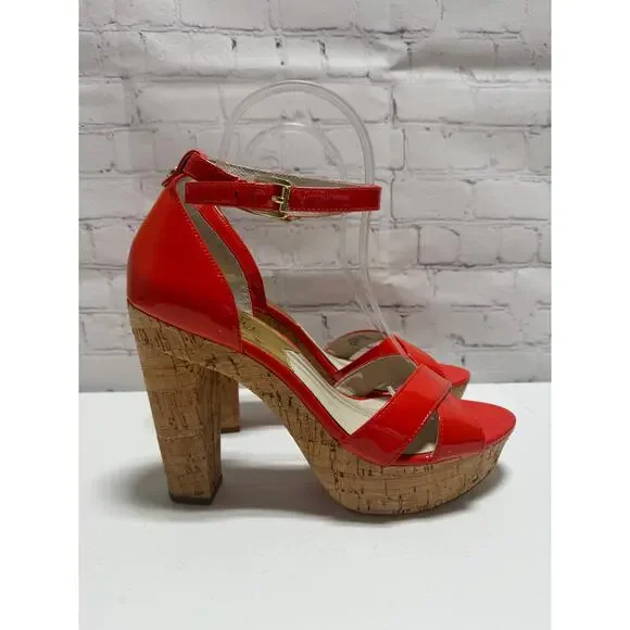 Michael Kors Red Patent Platform Heels Size 7.5 - Picture 5 of 12